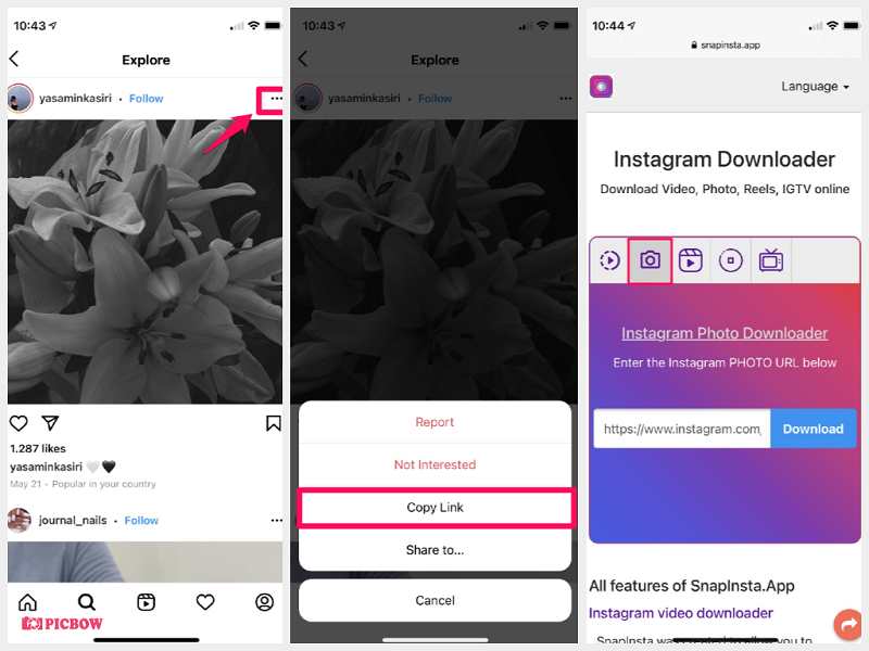iPhone 中的Instagram 照片下載